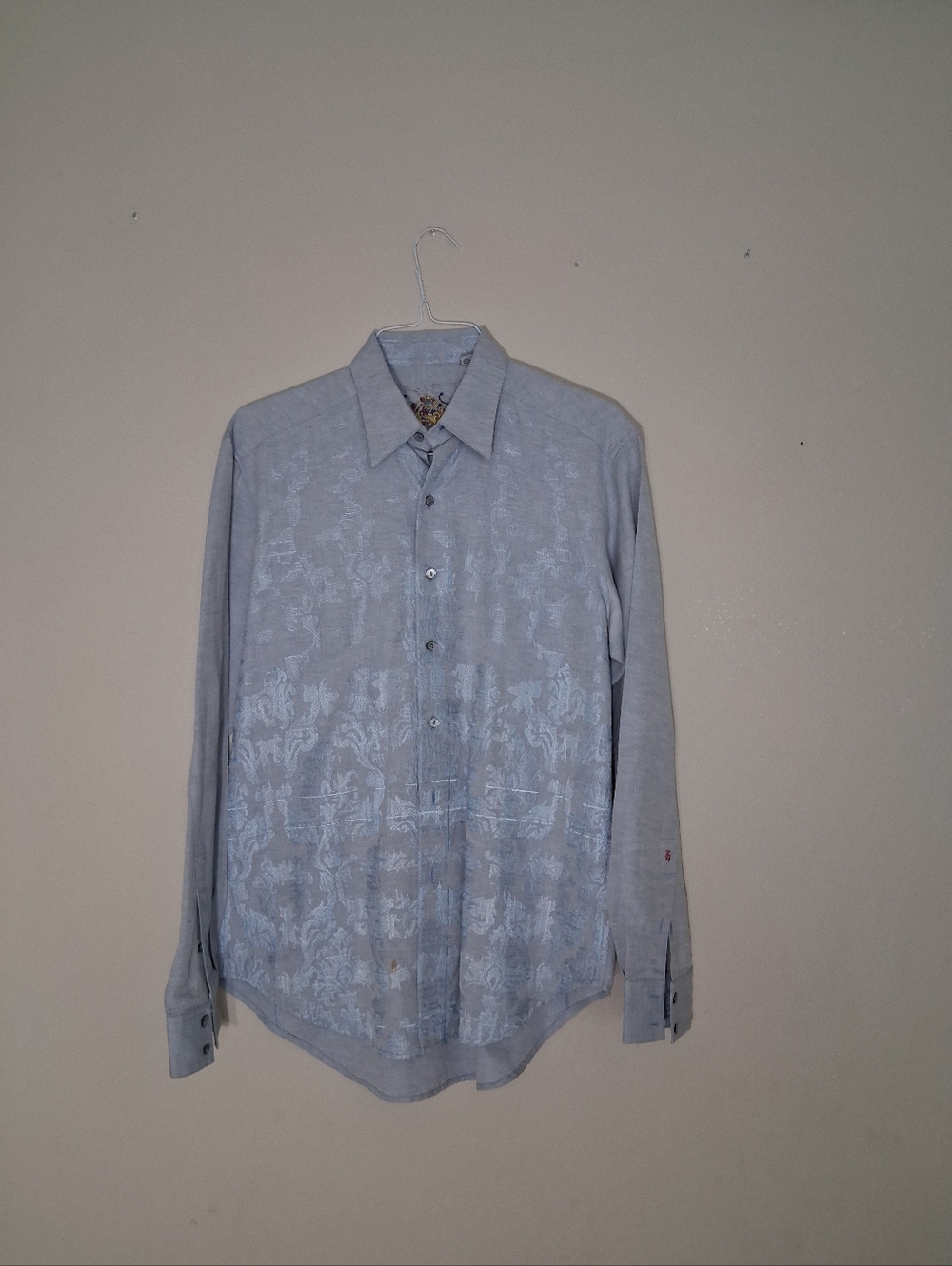 Robert Graham Men's Light Gray Long-Sleeve Dress Shirt with Subtle Jacquard
